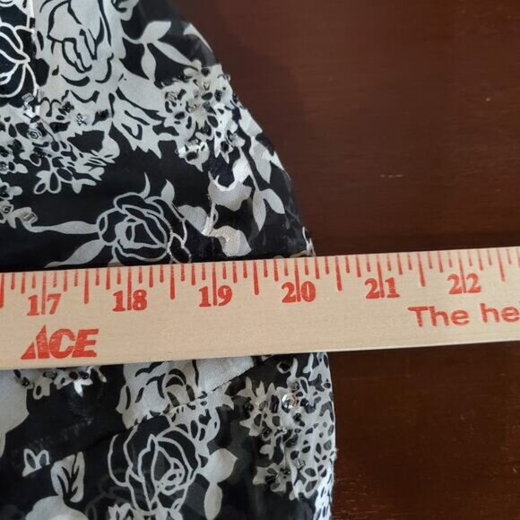 Vtg Alex Evenings Floral Rose Silk Blend Sheer Ruffle Beaded Sequin Dress 12P - Picture 14 of 15